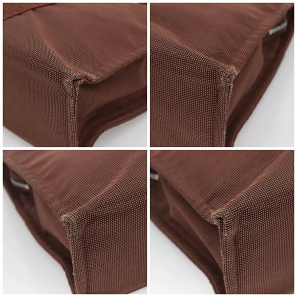 HERMES Her Line MM Tote Bag Canvas Brown Silver Auth bs28518 - Picture 16 of 16